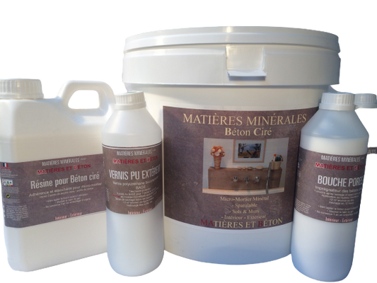 Béton ciré plan de travail, douche à l'italienne