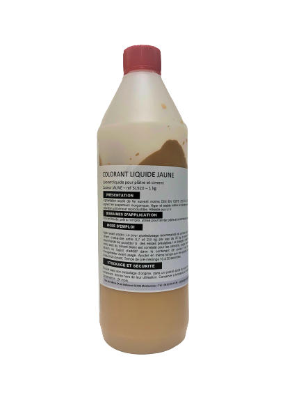 COLORANT LIQUIDE JAUNE POUR BETON ET PLATRE  1 KG