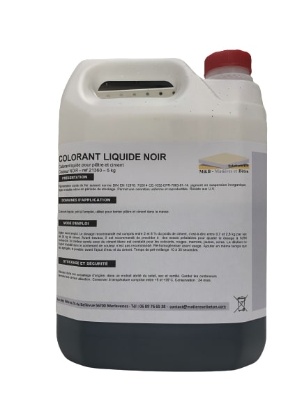 COLORANT LIQUIDE NOIR 5 KG POUR BETON ET PLATRE