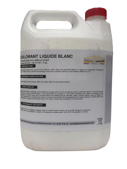 colorant liquide blanc pour béton et platre