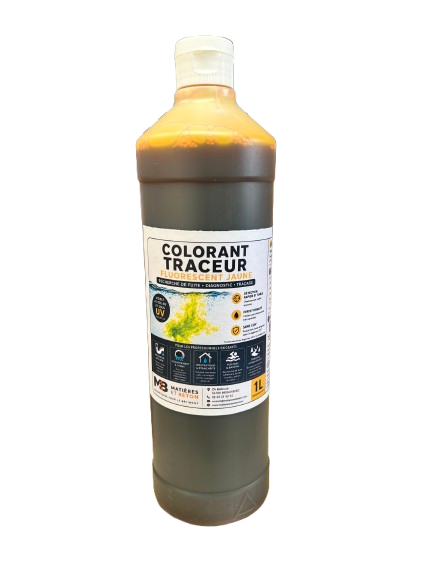Colorant Traceur Fluorescent Jaune 1L – Recherche Fuite Piscine, SPANC &amp; Assainissement