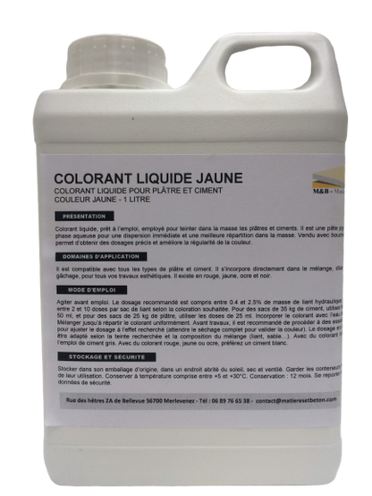 Colorant liquide pour béton, mortier et plâtre