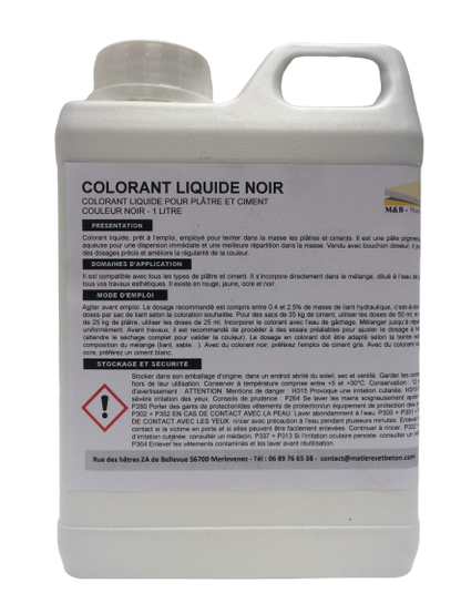 Colorant liquide pour béton, mortier et plâtre
