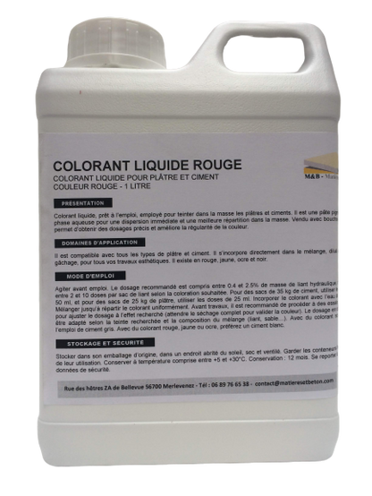 Colorant liquide pour béton, mortier et plâtre